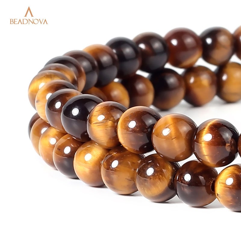 BEADNOVA 6mm Yellow Tiger Eye Gemstone Round Loose Beads for Jewelry Making (62-64pcs) - Image 3